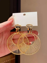 Hollow Round Drop Dangle Earrings with Intricate Wire Design