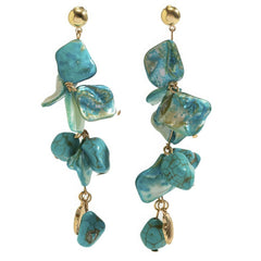 Irregular Stone and Shell Cluster Dangle Earrings