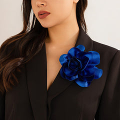 Large Fabric Rose Camellia Flower Brooch