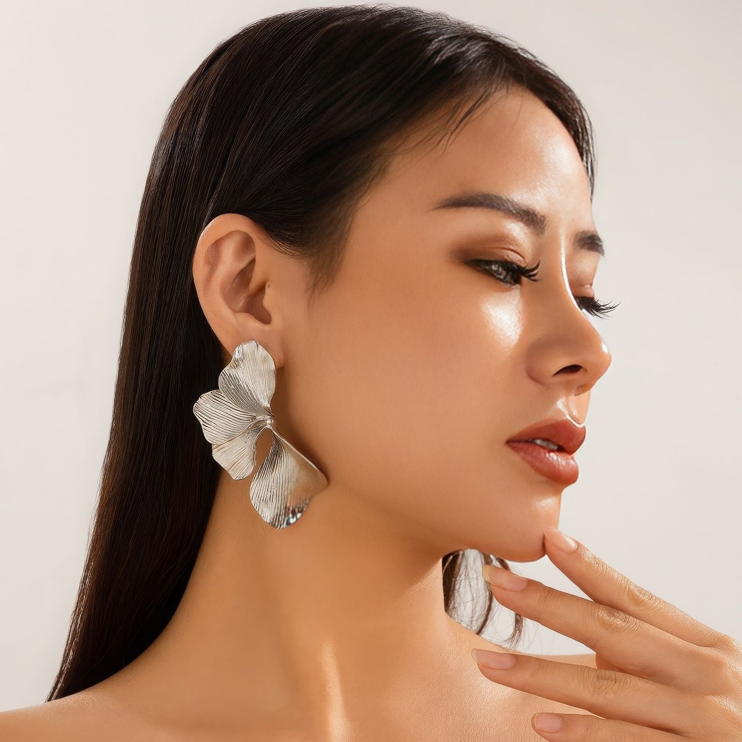 Large Statement Petal Drop Earrings