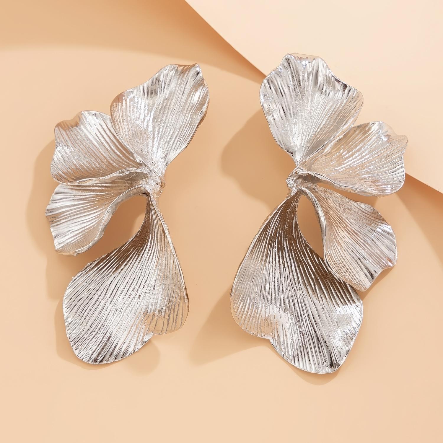 Large Statement Petal Drop Earrings