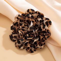 Leopard Print Fabric Flower Brooch Clip