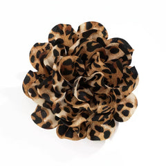 Leopard Print Fabric Flower Brooch Clip