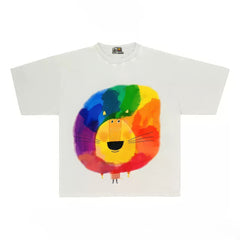 Lion Graphic Tee with Rainbow Mane