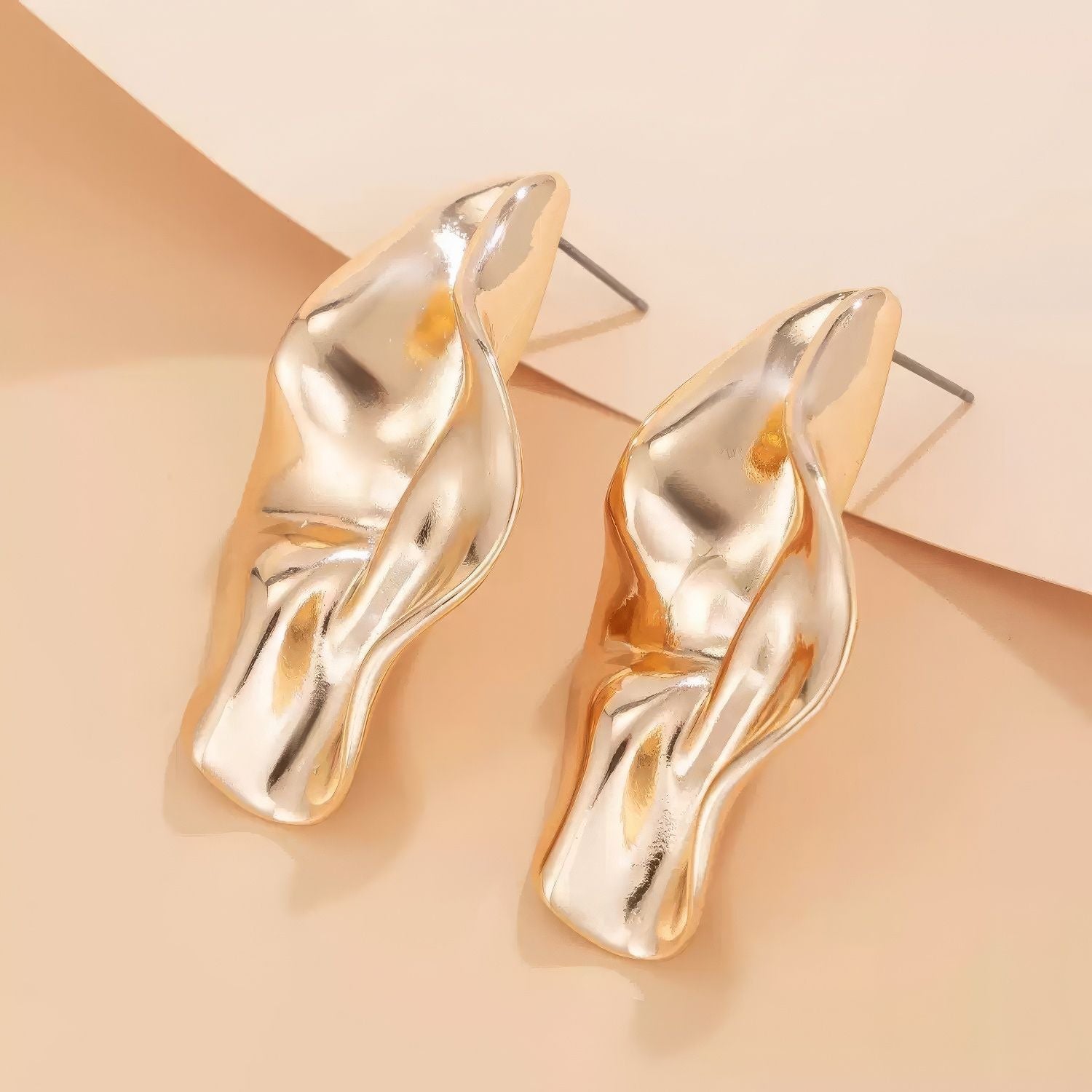 Liquid Metal Abstract Sculptural Stud Earrings