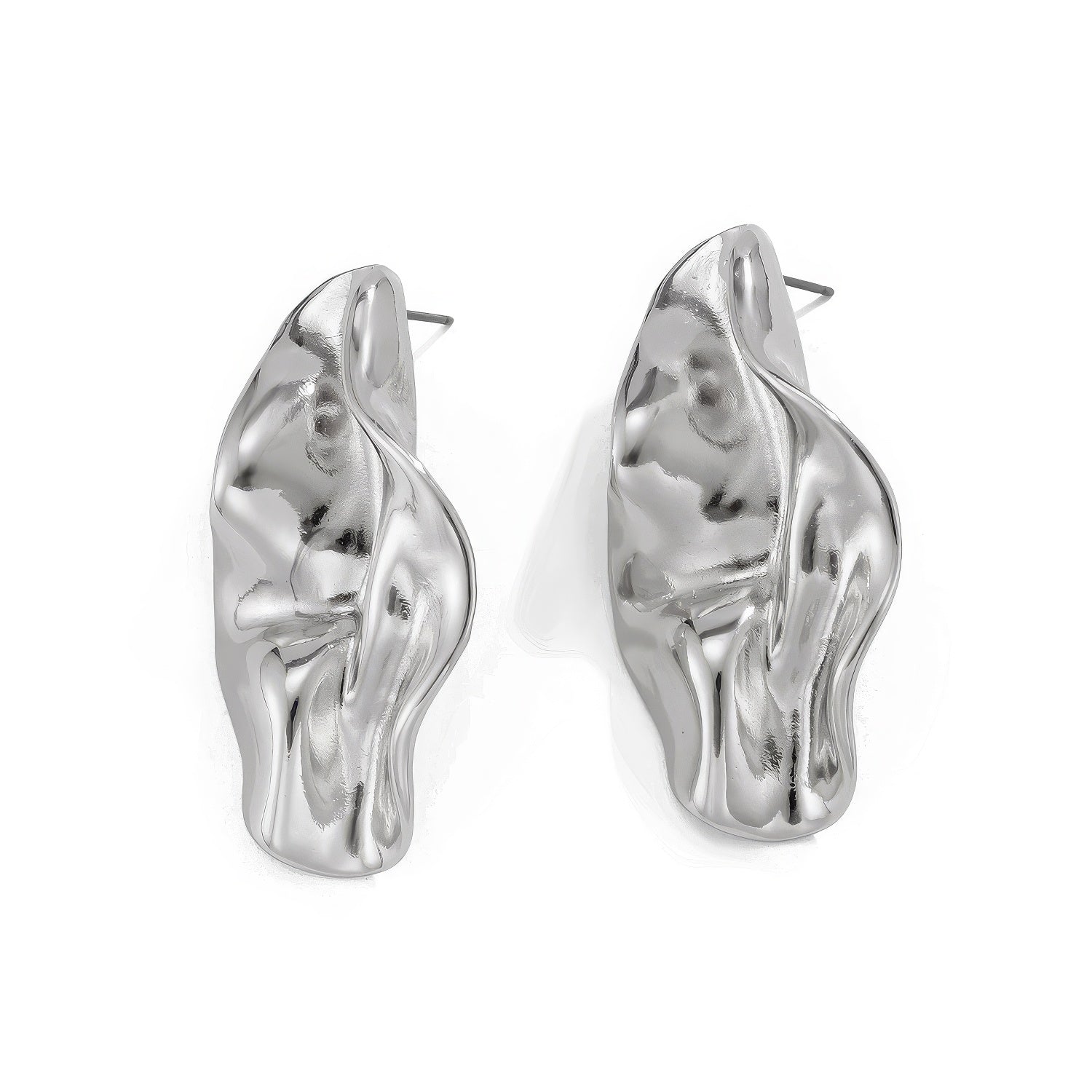 Liquid Metal Abstract Sculptural Stud Earrings