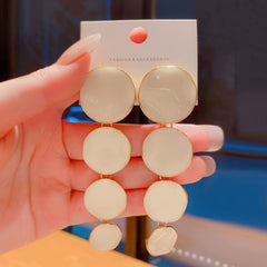 Long Four-Tier Resin Circle Drop Earrings
