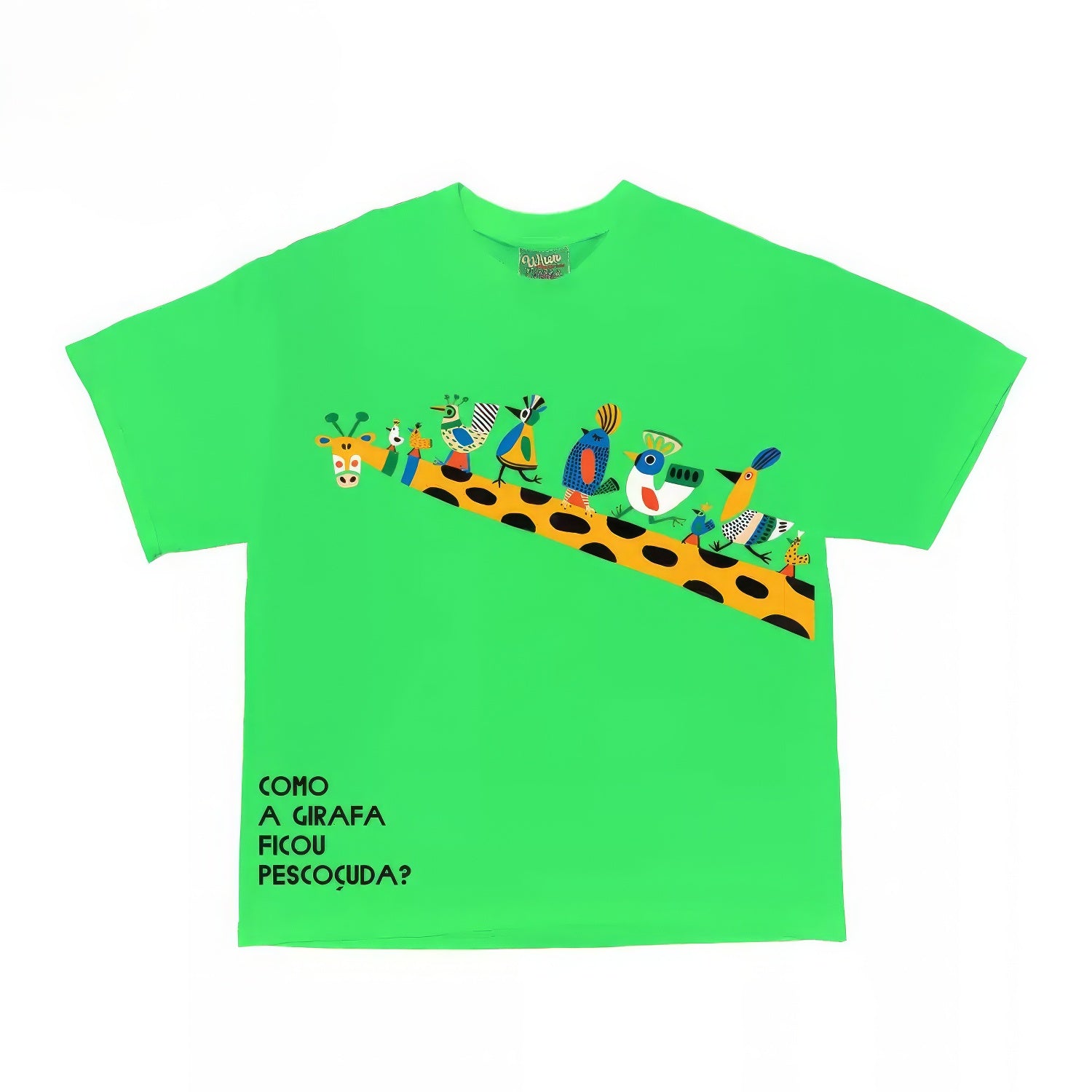 Long-Neck Giraffe and Birds Graphic T-Shirt
