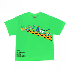 Long-Neck Giraffe and Birds Graphic T-Shirt