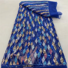 Luxury Sequin Lace French Net Embroidery Diamonds Decor Fabric-N9P0Q