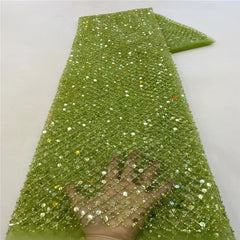 Luxury Sequins Lace French Net Embroidery Tulle Fabric-A1B2C