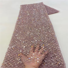 Luxury Sequins Lace French Net Embroidery Tulle Fabric-A1B2C