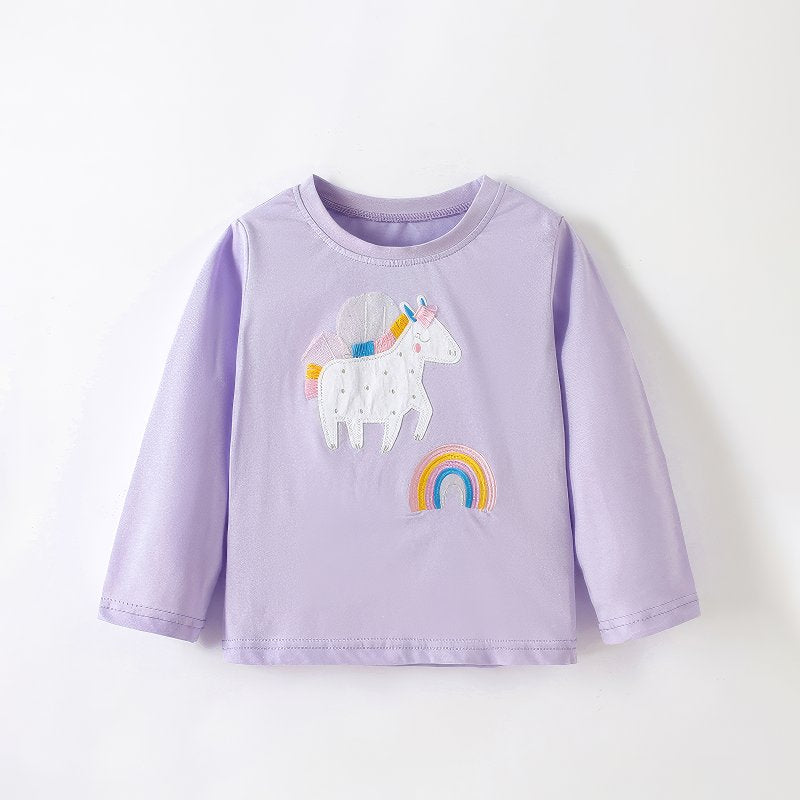 Malwee Toddler Girl's Long-Sleeve T-Shirt with Magical Unicorn and Rainbow Applique