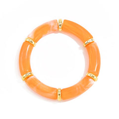 Marbled Resin Tube Bead Stretch Bracelet