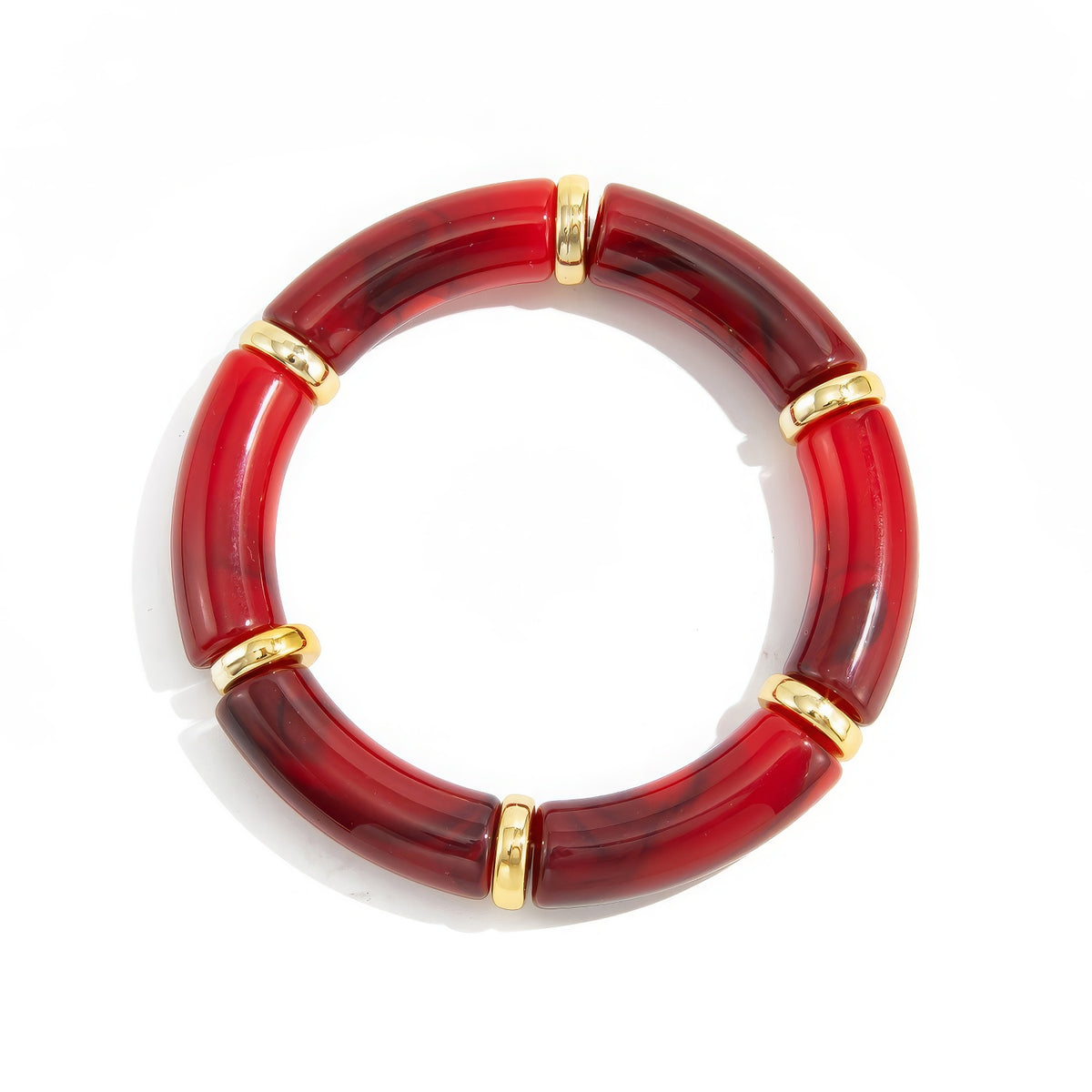 Marbled Resin Tube Bead Stretch Bracelet