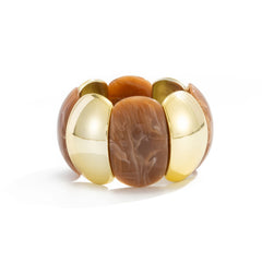 Marbled Resin and Polished Metal Stretch Bracelet