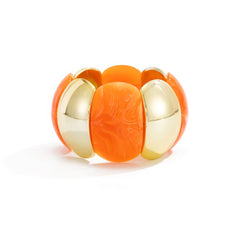 Marbled Resin and Polished Metal Stretch Bracelet