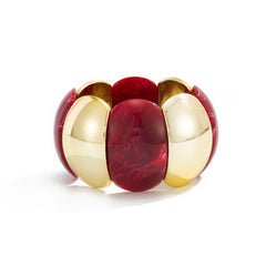 Marbled Resin and Polished Metal Stretch Bracelet