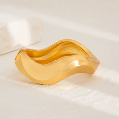 Matte Gold Tone Wide Hinge Cuff Bangle