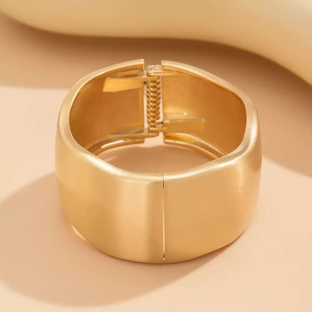 Matte Gold Tone Wide Hinge Cuff Bangle