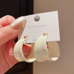 Modern Chunky Hoop Earrings with 925 Sterling Silver Posts
