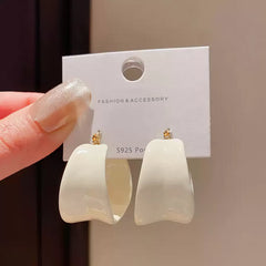 Modern Chunky Hoop Earrings with 925 Sterling Silver Posts
