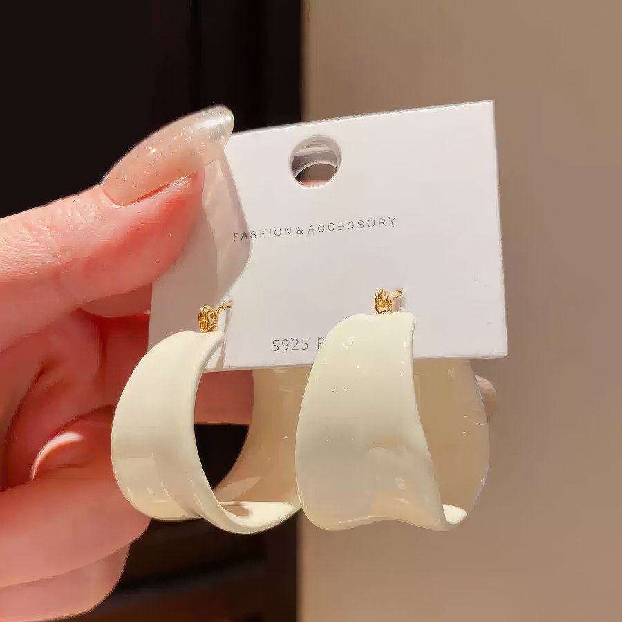 Modern Chunky Hoop Earrings with 925 Sterling Silver Posts