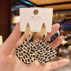 Modern Geometric Pattern Acetate Drop Earrings