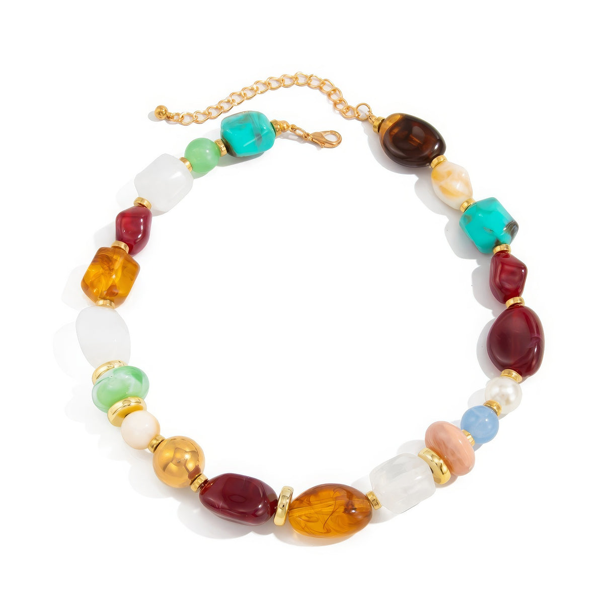 Multi-Color Irregular Resin Bead Statement Necklace