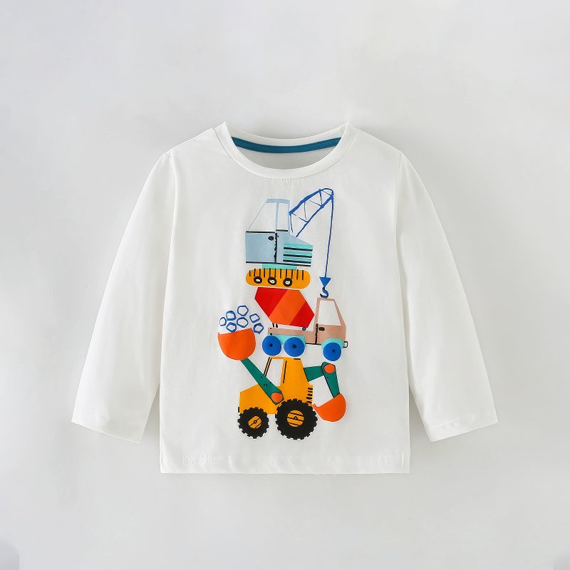 Next Toddler Boy's Long-Sleeve T-Shirt with Construction Crane and Excavator Applique
