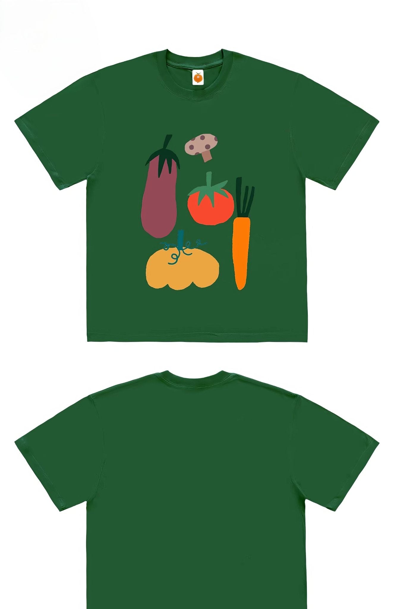 Oversized Graphic T-Shirt with Vegetables and Food Print