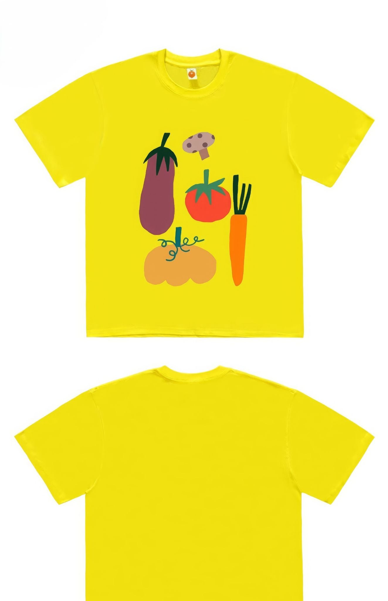 Oversized Graphic T-Shirt with Vegetables and Food Print