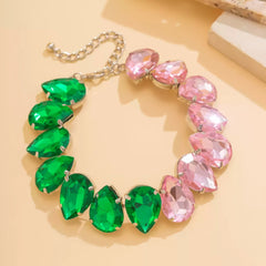 Oversized Teardrop Rhinestone Choker Necklace