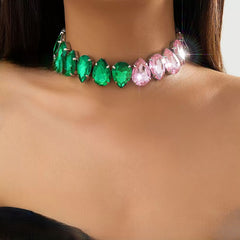 Oversized Teardrop Rhinestone Choker Necklace