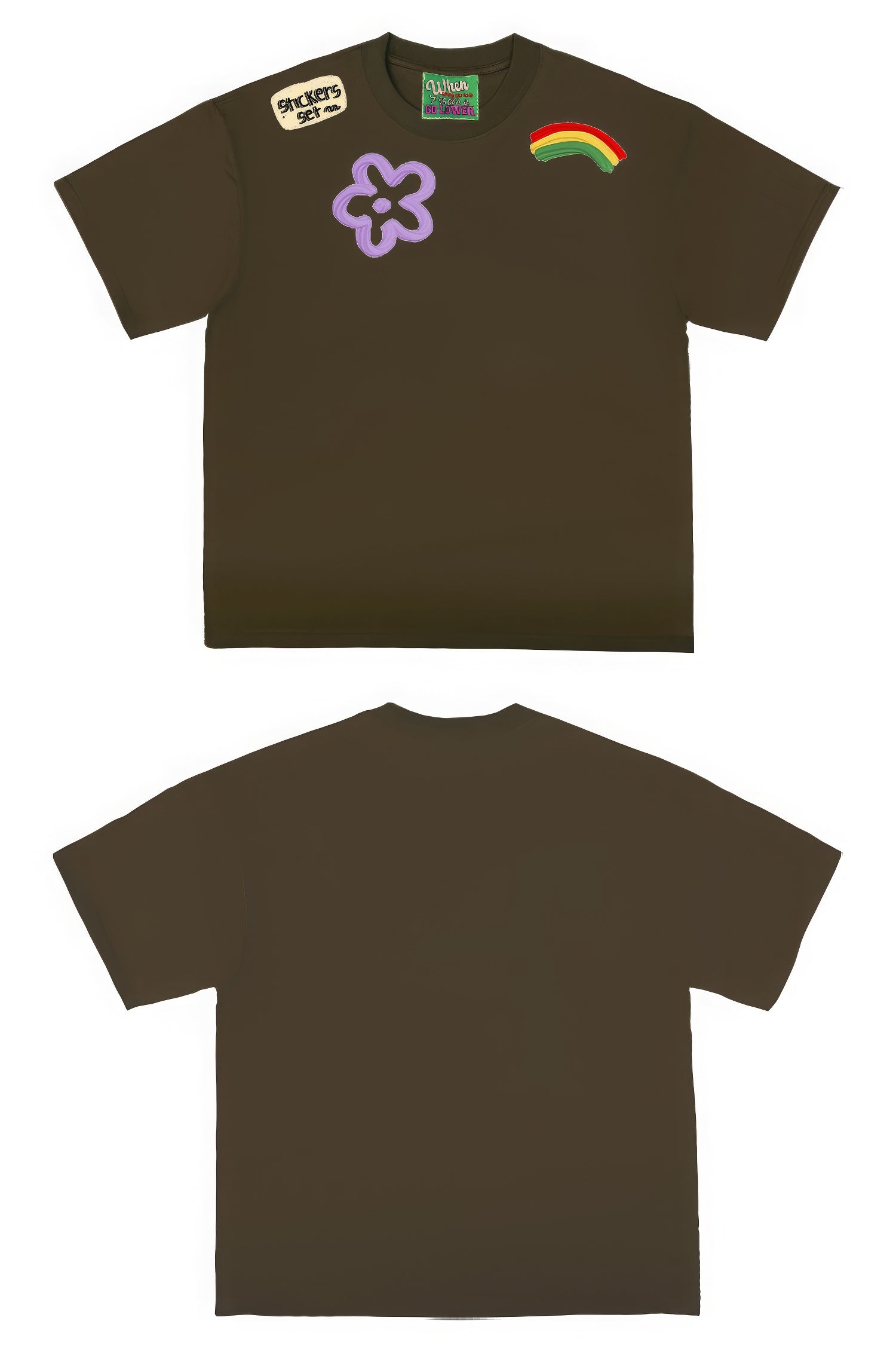 Patchwork Flower Rainbow Graphic T-Shirt