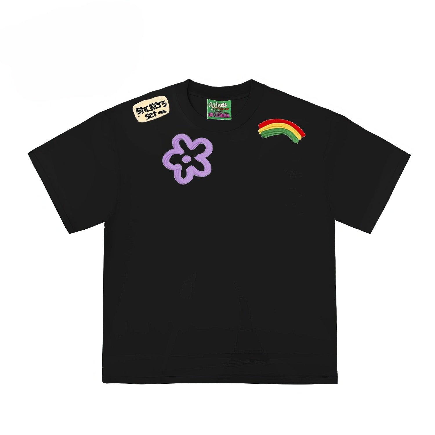 Patchwork Flower Rainbow Graphic T-Shirt