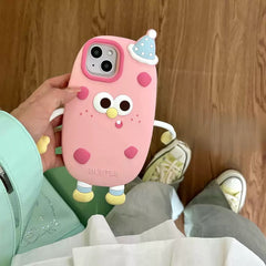Playful Cartoon Character Phone Case with Party Hat