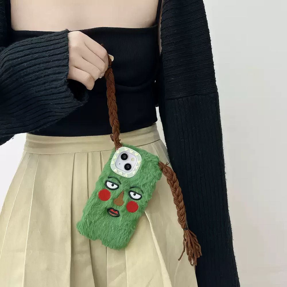 Playful Fluffy Monster Phone Case with Hair