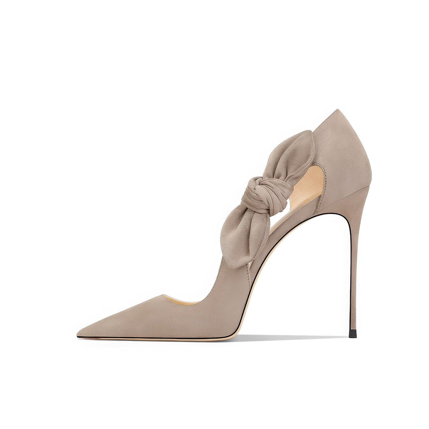 Pointed-Toe Stiletto Heels with Bow Knot Ankle Strap