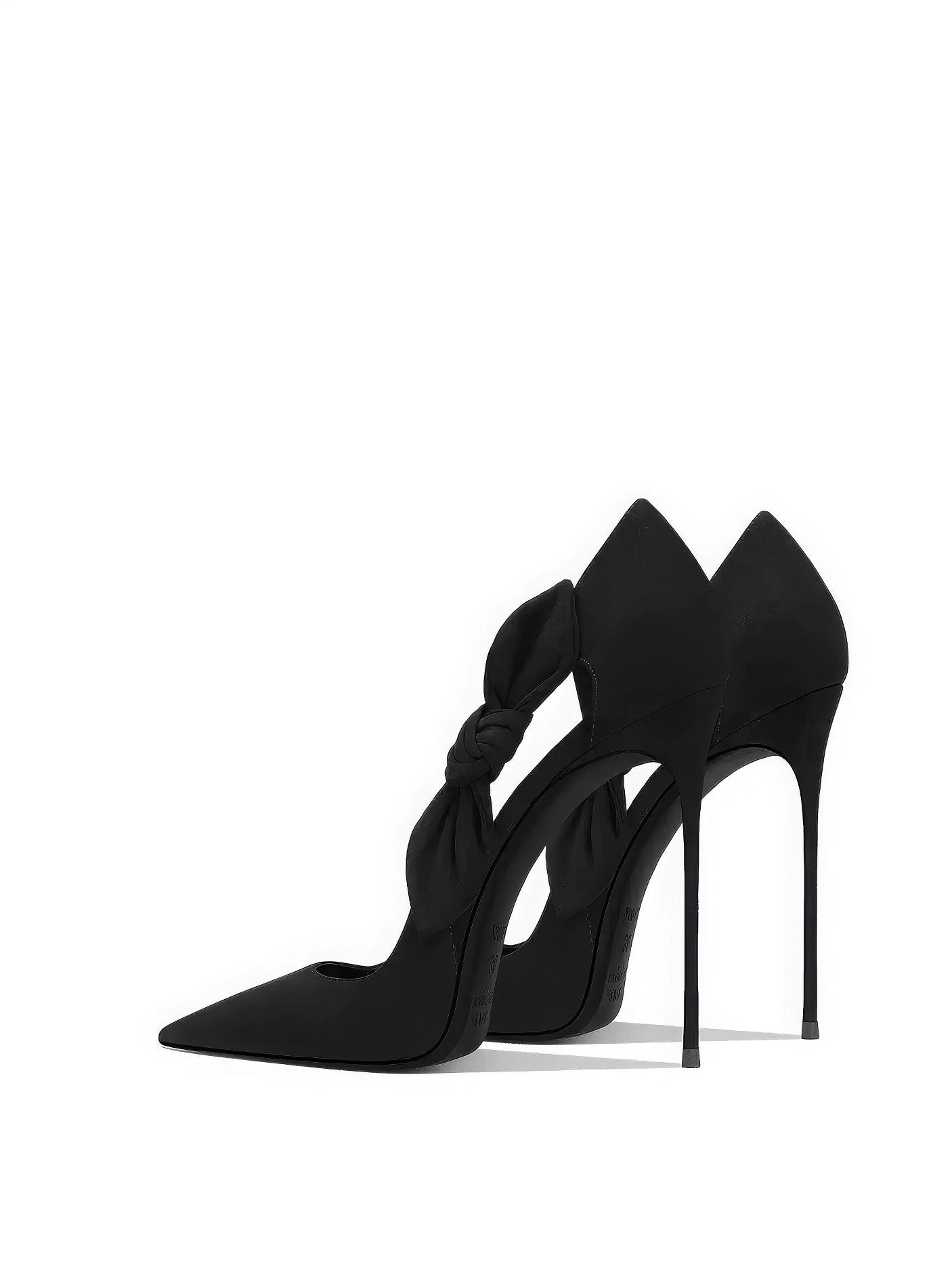 Pointed-Toe Stiletto Heels with Bow Knot Ankle Strap