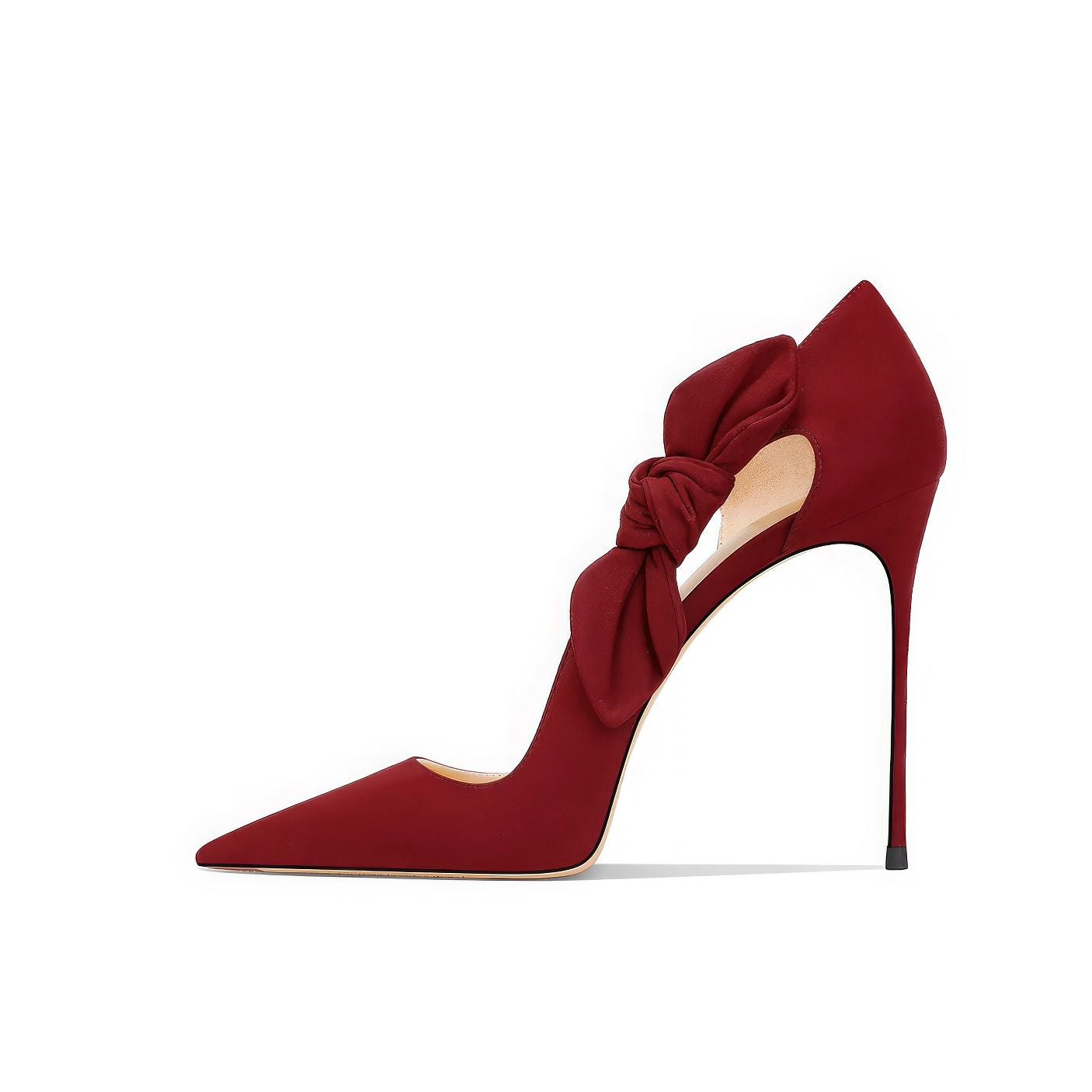 Pointed-Toe Stiletto Heels with Bow Knot Ankle Strap