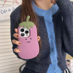 Quirky Cartoon Eggplant iPhone Case for Women