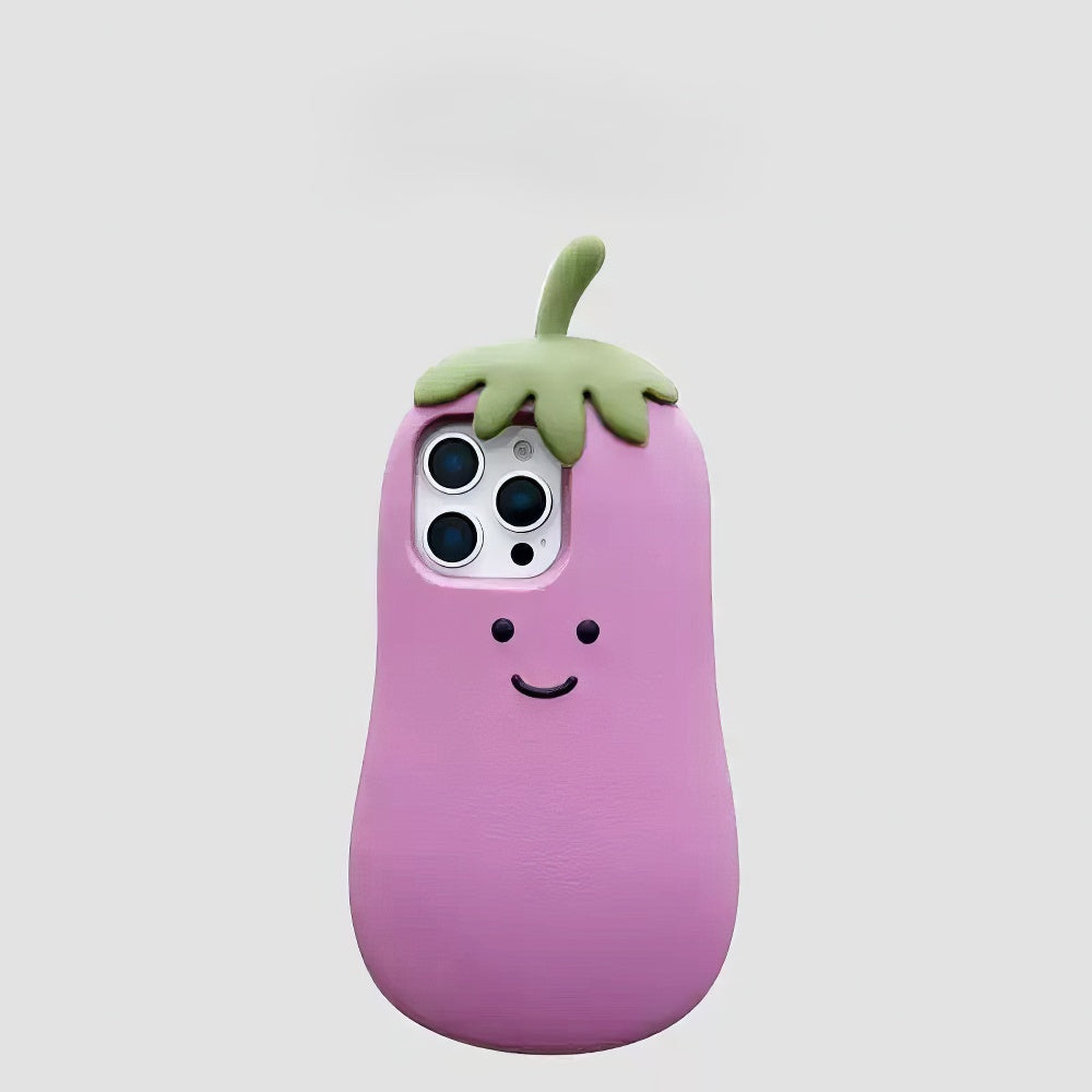 Quirky Cartoon Eggplant iPhone Case for Women
