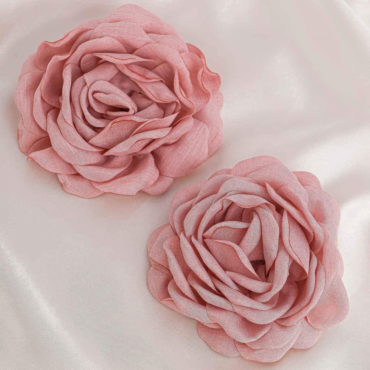 Red Fabric Rose Floral Stud Earrings