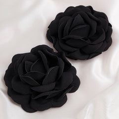 Red Fabric Rose Floral Stud Earrings