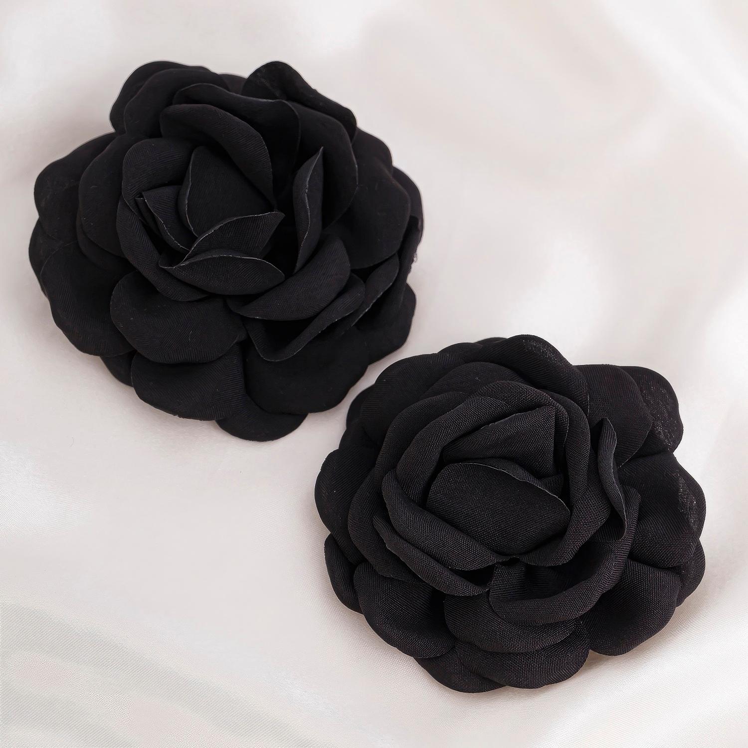 Red Fabric Rose Floral Stud Earrings