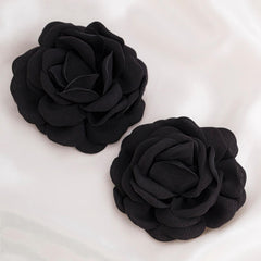 Red Fabric Rose Floral Stud Earrings