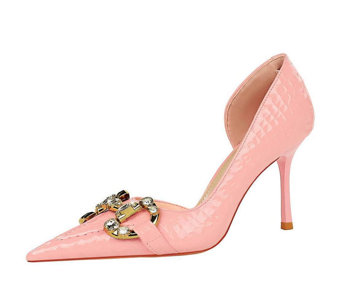 Rhinestone Decorated Croc Pump High Heels