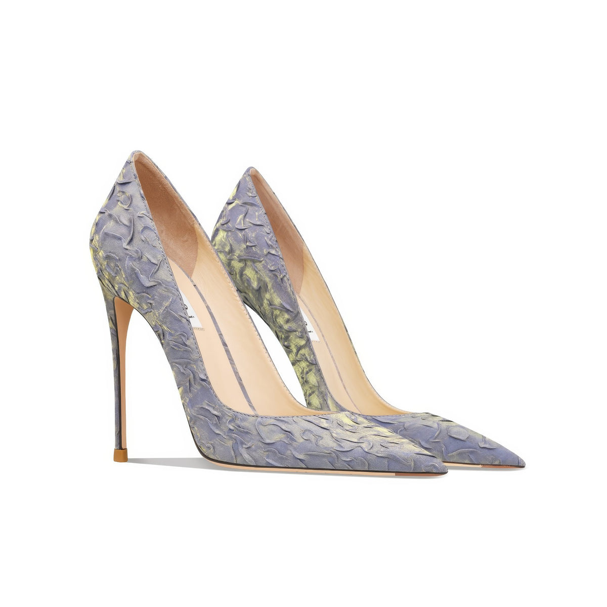 Tacones altos de cuero con punta escamosa