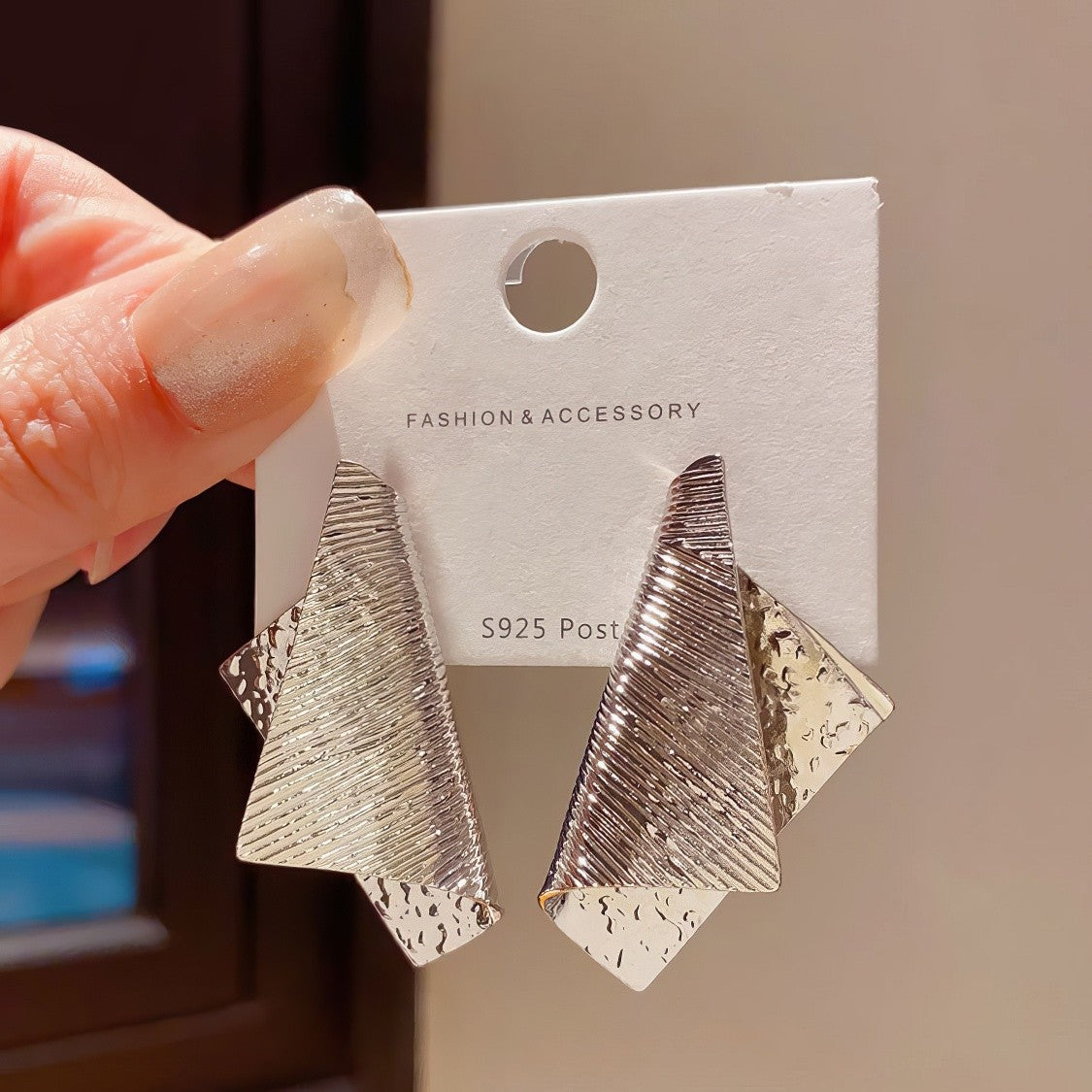 Sculptural Hammered and Ribbed Drop Earrings